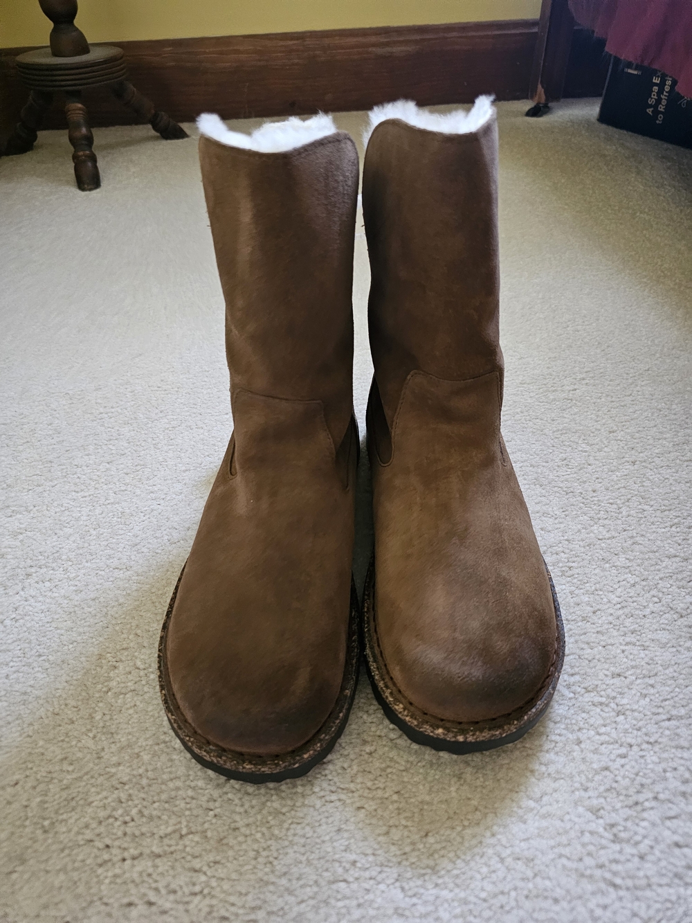 Birkenstock Brown Suede Shearling-Lined Boots